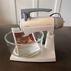 Sunbeam Mixmaster Stand Mixer Vintage‎ Cream Grey with Glass Bowl and Manual
